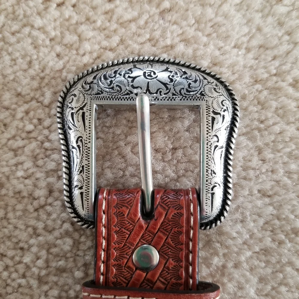 Nocona Kid's Rhinestone and Concho Leather Cow Hair Belt Size 22